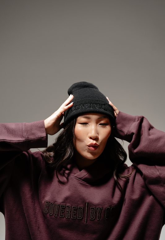 COVERED BEANIE - BLACK